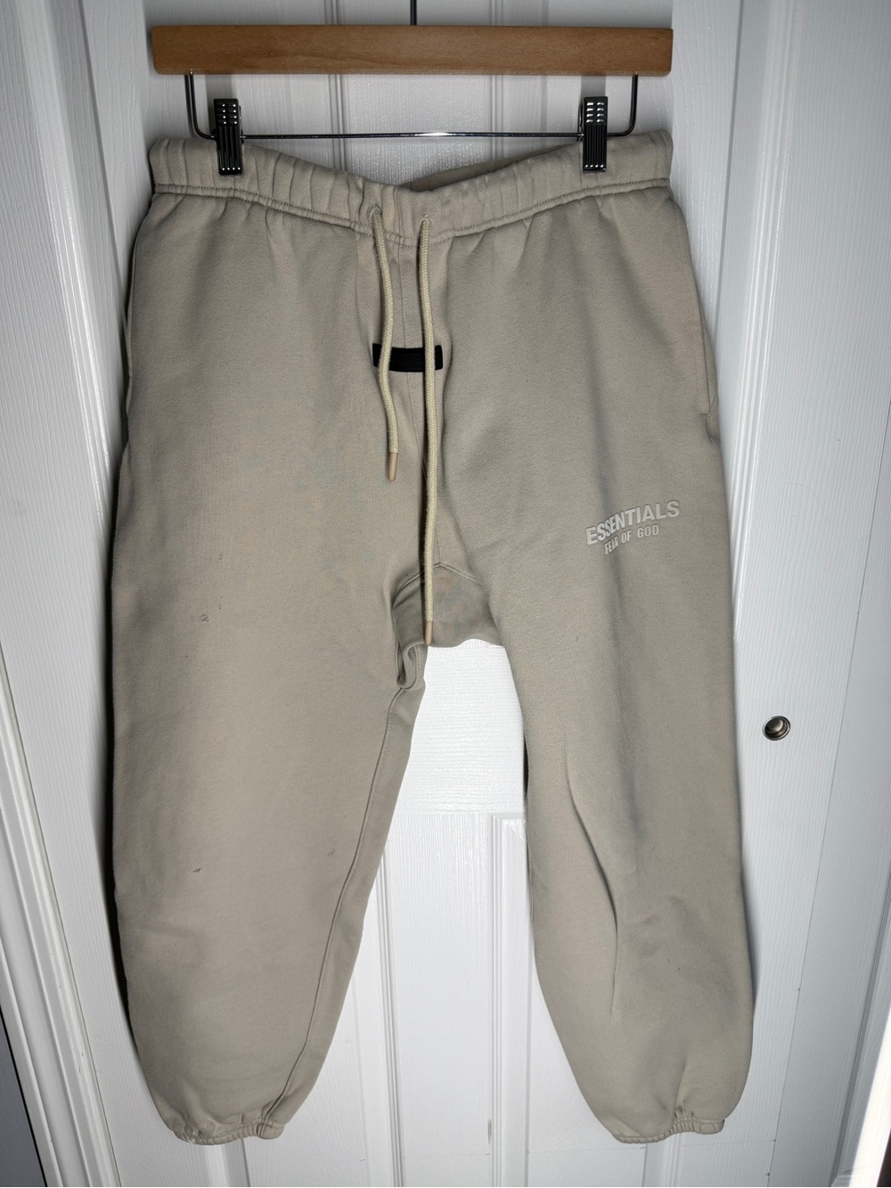 ESSENTIALS Men’s Cream Sweatpants with Drawstring